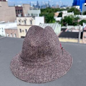 Vintage Adam New York brown maroon wool fedora tweed feathers neutral​ academic